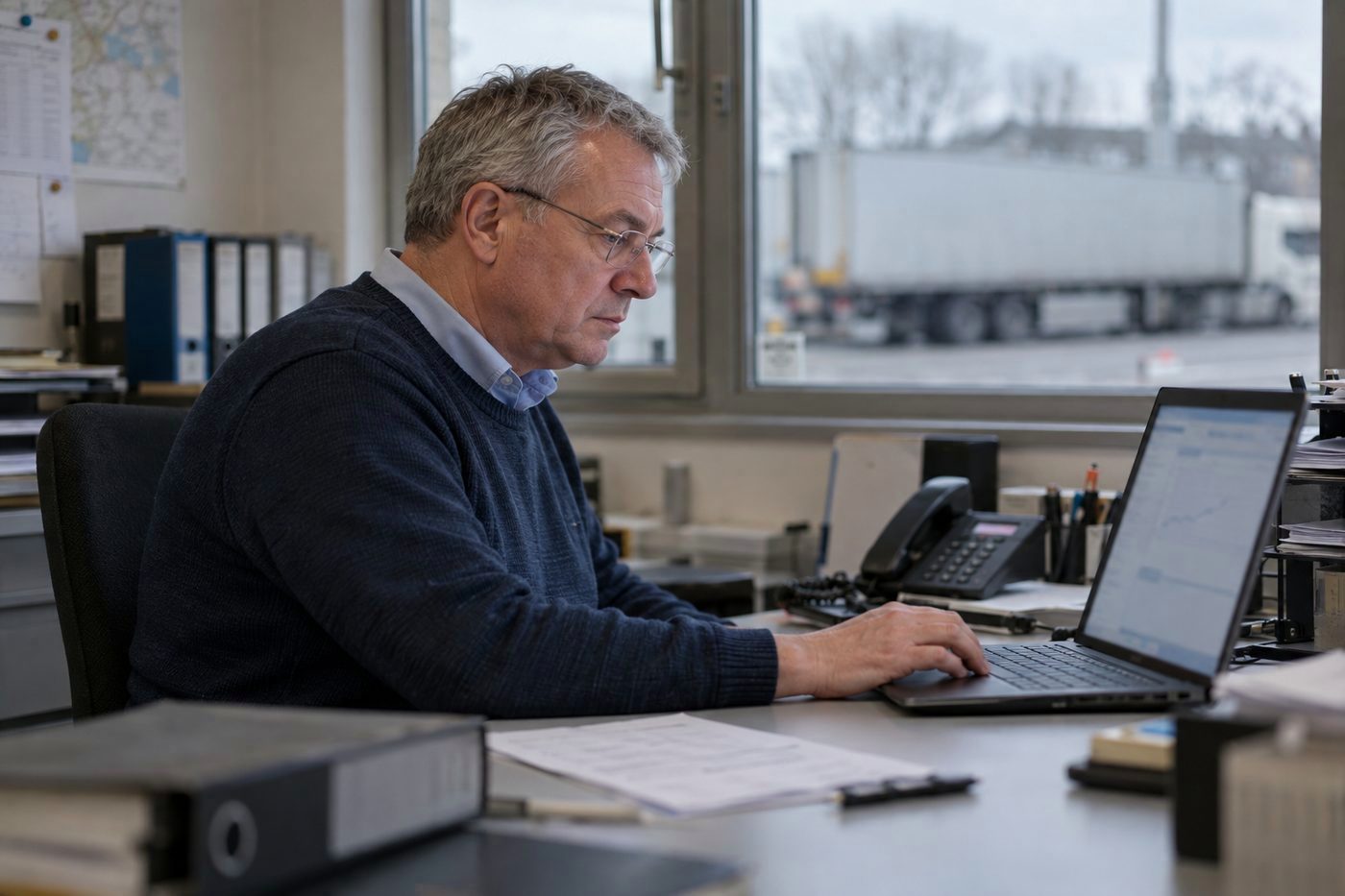 Testnutzer Thomas K. an seinem Arbeitsplatz